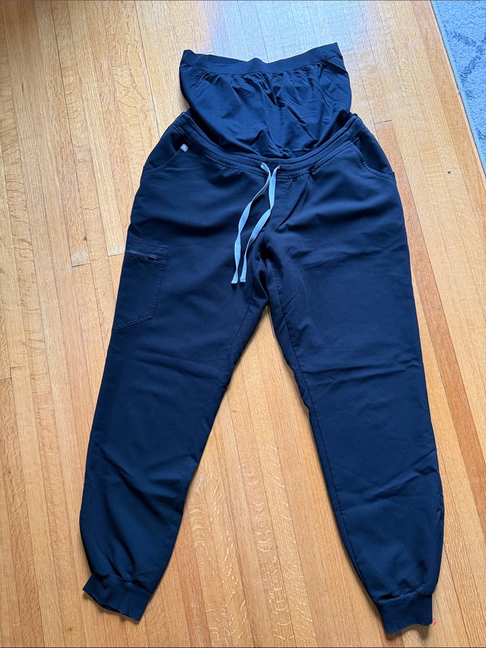 Figs Black Maternity Joggers with Drawstring Waist